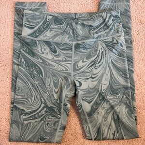 Athleta Girl Swirl Pattern Leggings - Green and White
